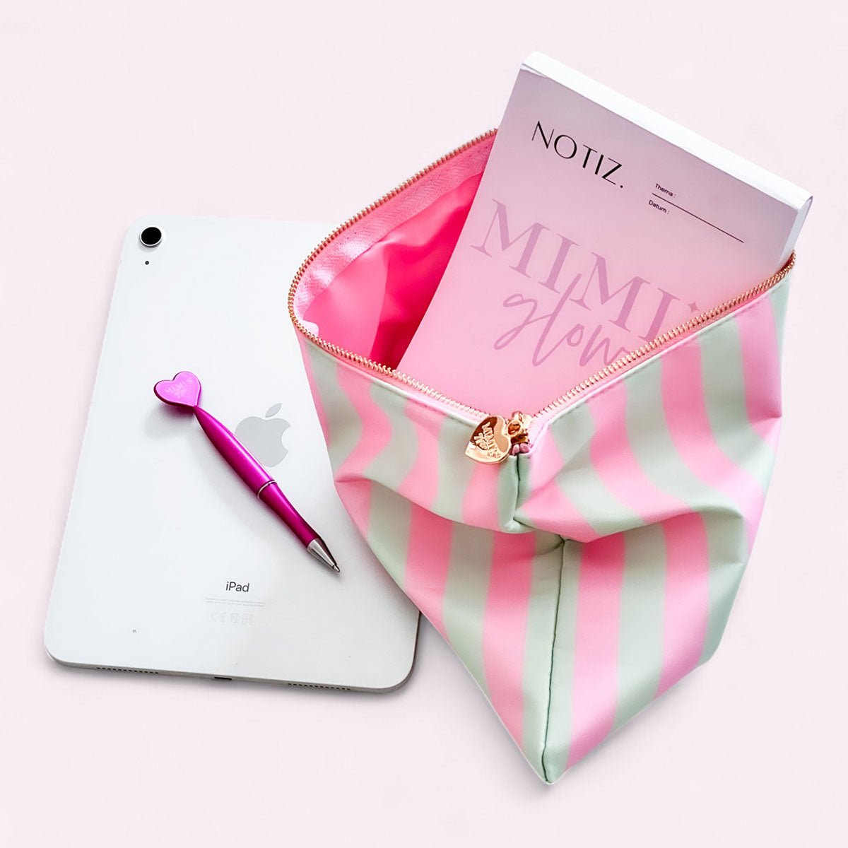 Riva Clutch Stripes Princess Pink Magic Mint