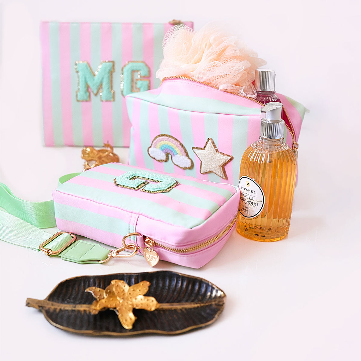 Romy Kosmetiktasche Stripes Princess Pink Magic Mint