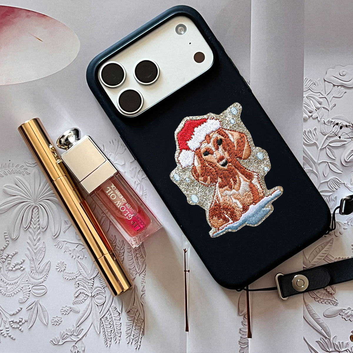 Glitzer Sticker Weihnachtsdackel