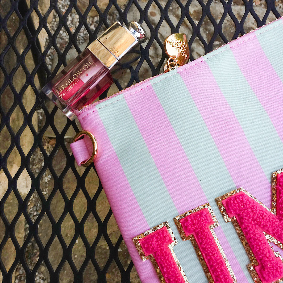 Riva Clutch Stripes Princess Pink Magic Mint