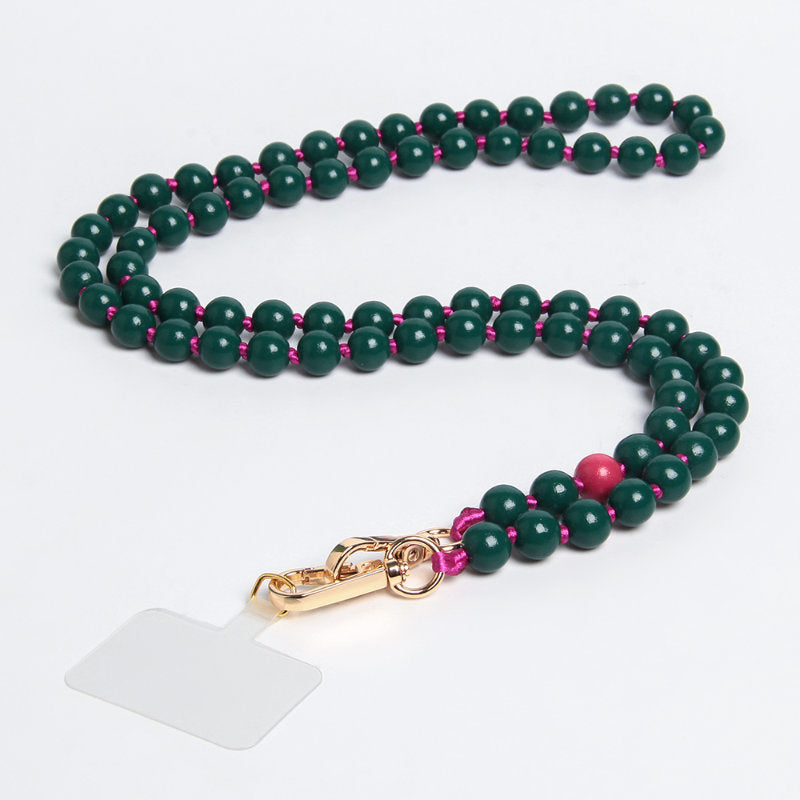 Handykette Holzperlen Samtgrün
