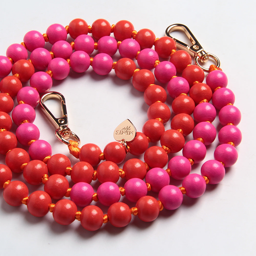 Handykette Holzperlen Duocolor Orange/Pink