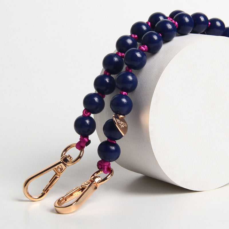 Handykette Holzperlen Indigo Blau