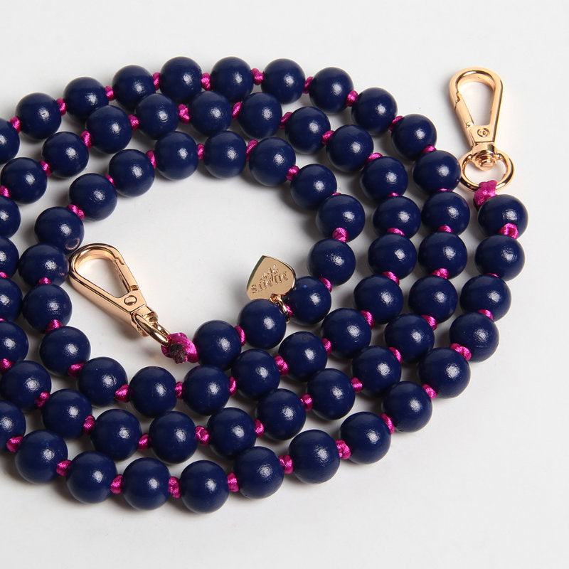 Handykette Holzperlen Indigo Blau