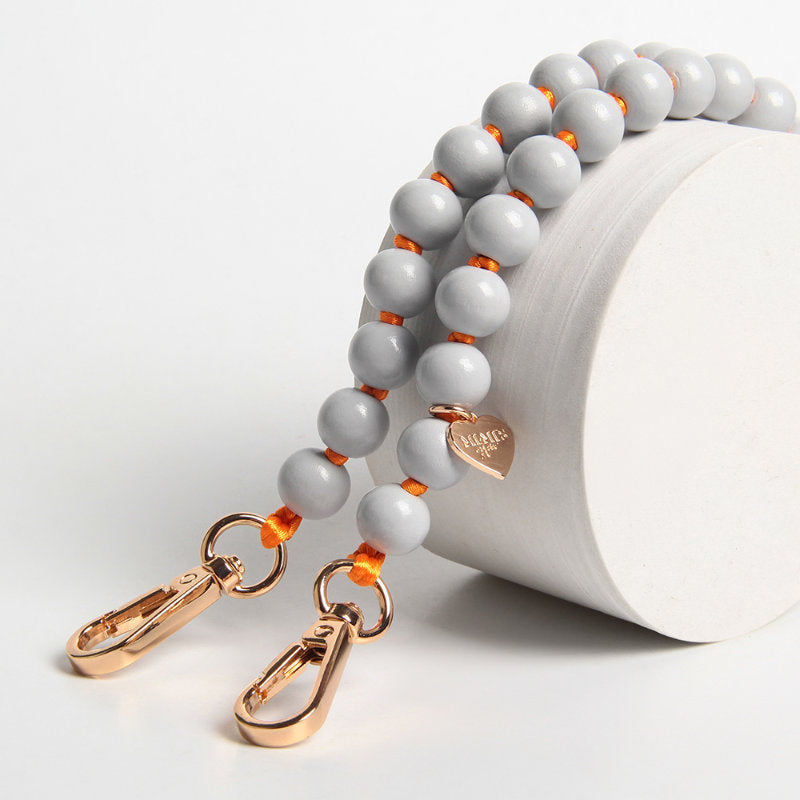 Handykette Holzperlen Wolkig Grau