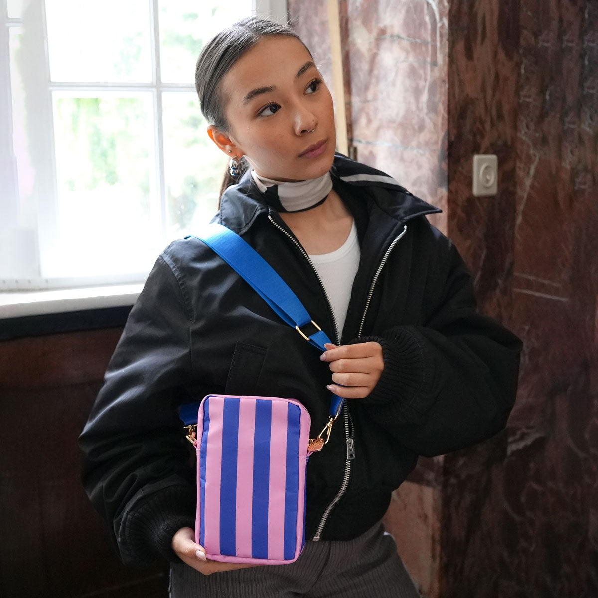 3er Taschen Set Stripes Violet Royal