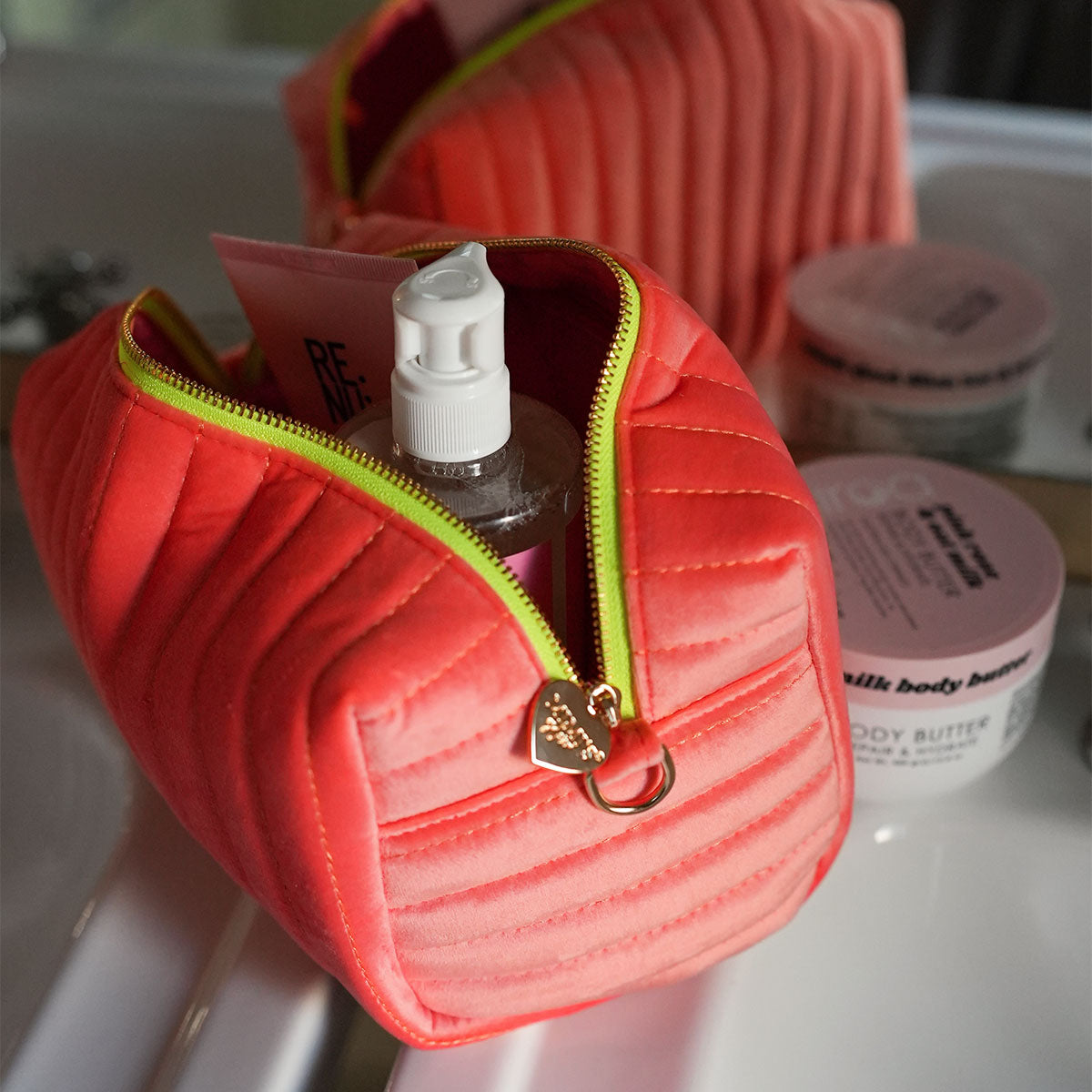 Lucia Samt Tasche Peach Sorbet