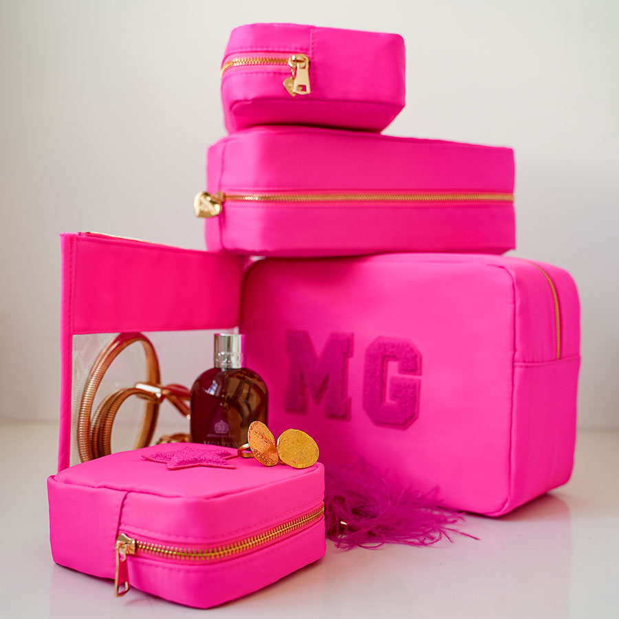 Transparenter Kosmetikbeutel, Organizer Tasche, Handy Tasche oder Ausweistasche in Neon Pink