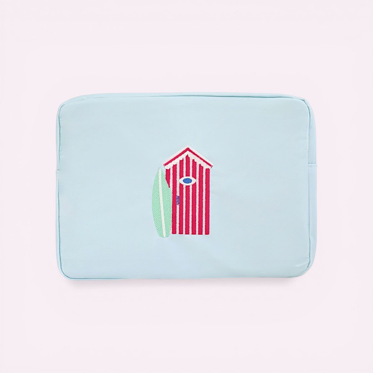 Handbestickte Nylon Tasche Beach Hut Aqua