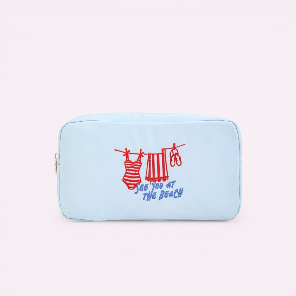 Handbestickte Pouch See You Aqua