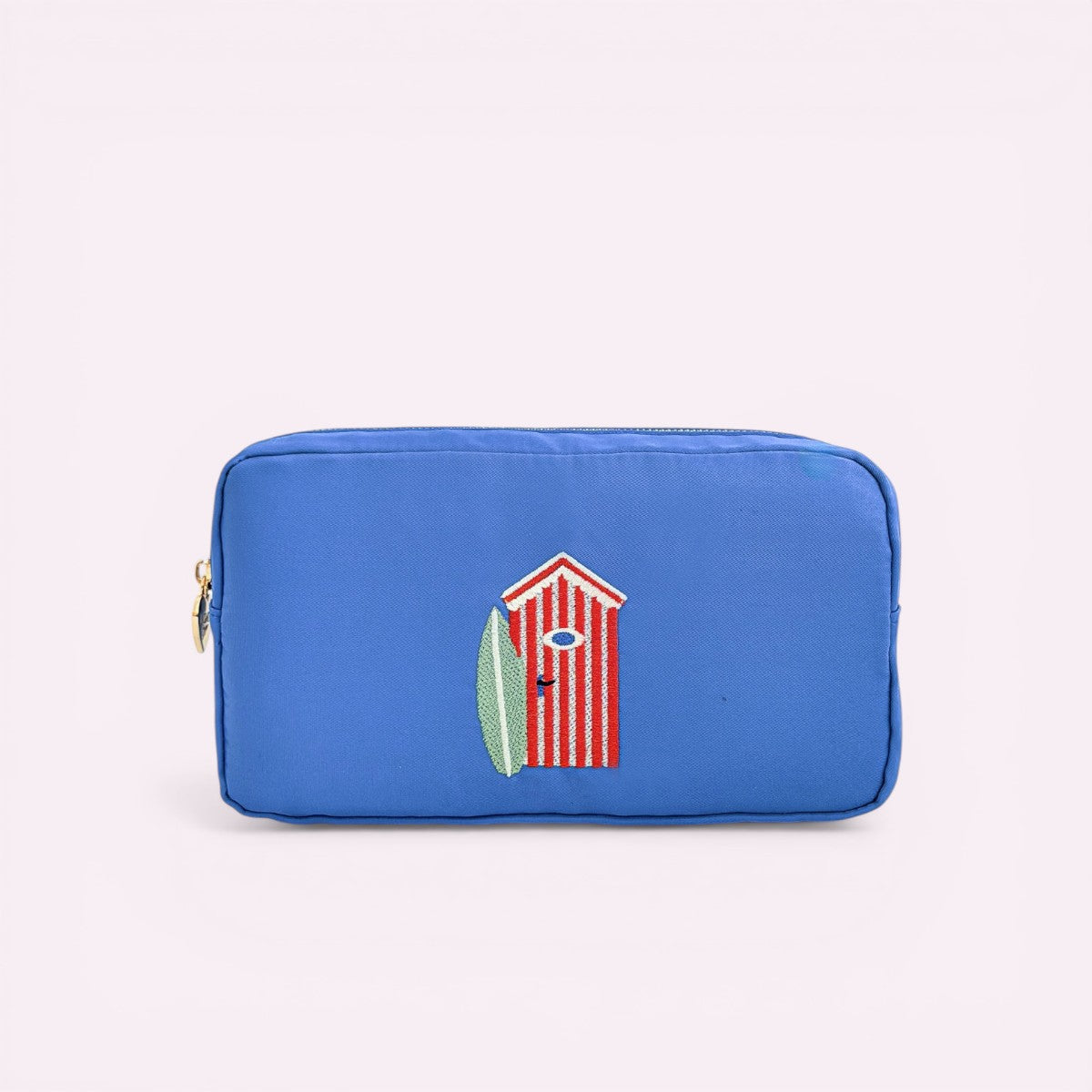 Handbestickte Pouch Beach Hut Ibiza Blau