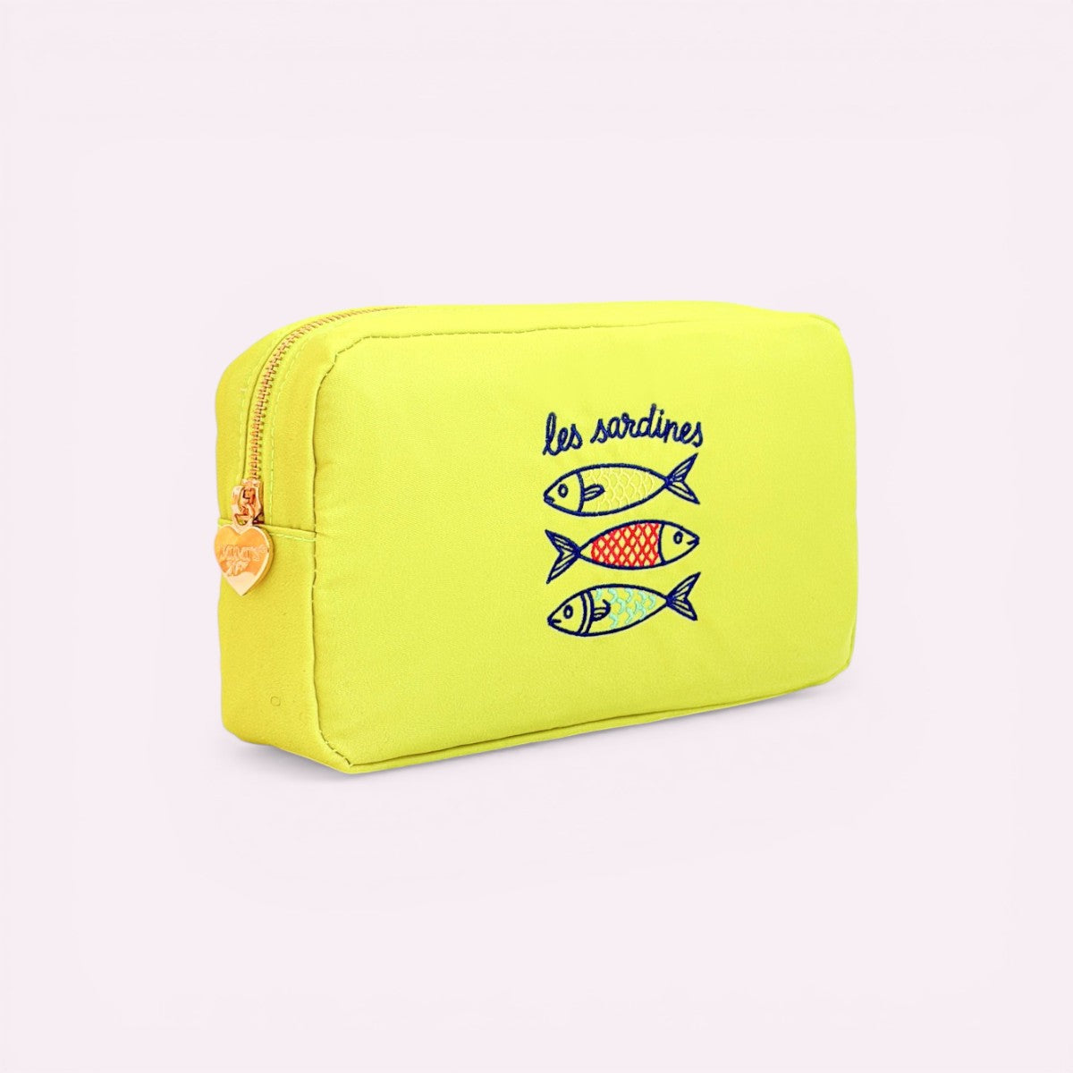 Handbestickte Pouch Les Sardines Lime