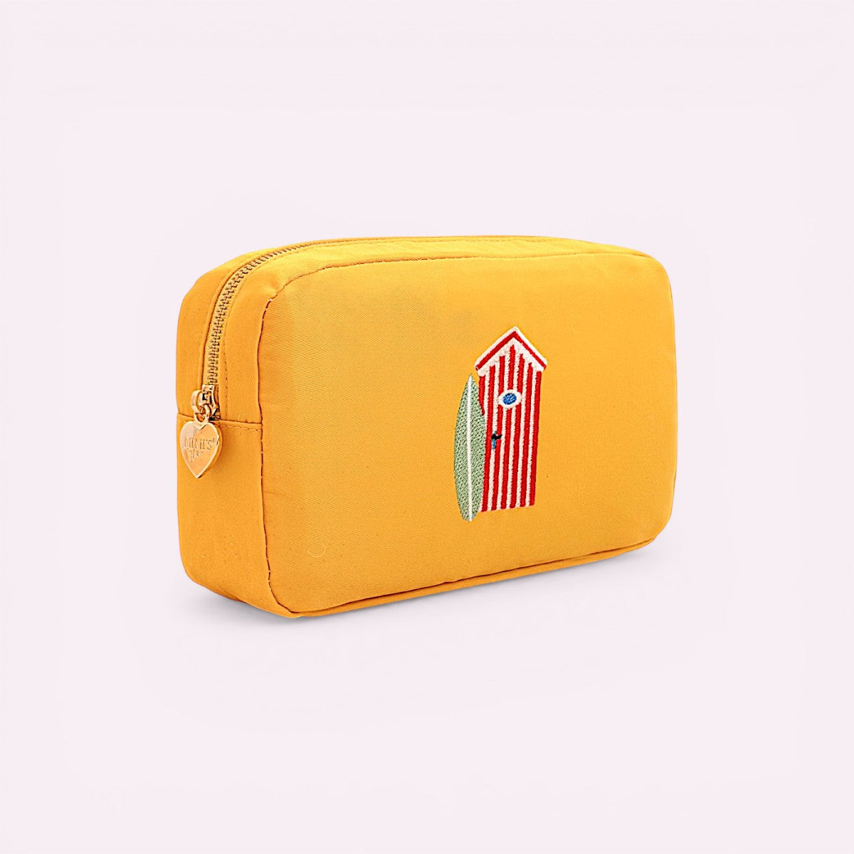 Handbestickte Pouch Beach Hut Mustard