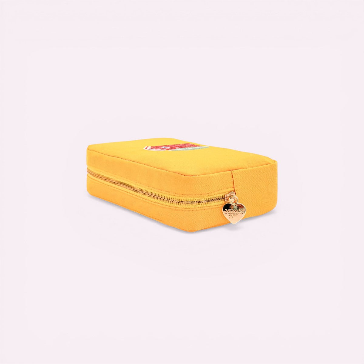 Handbestickte Pouch Beach Hut Mustard
