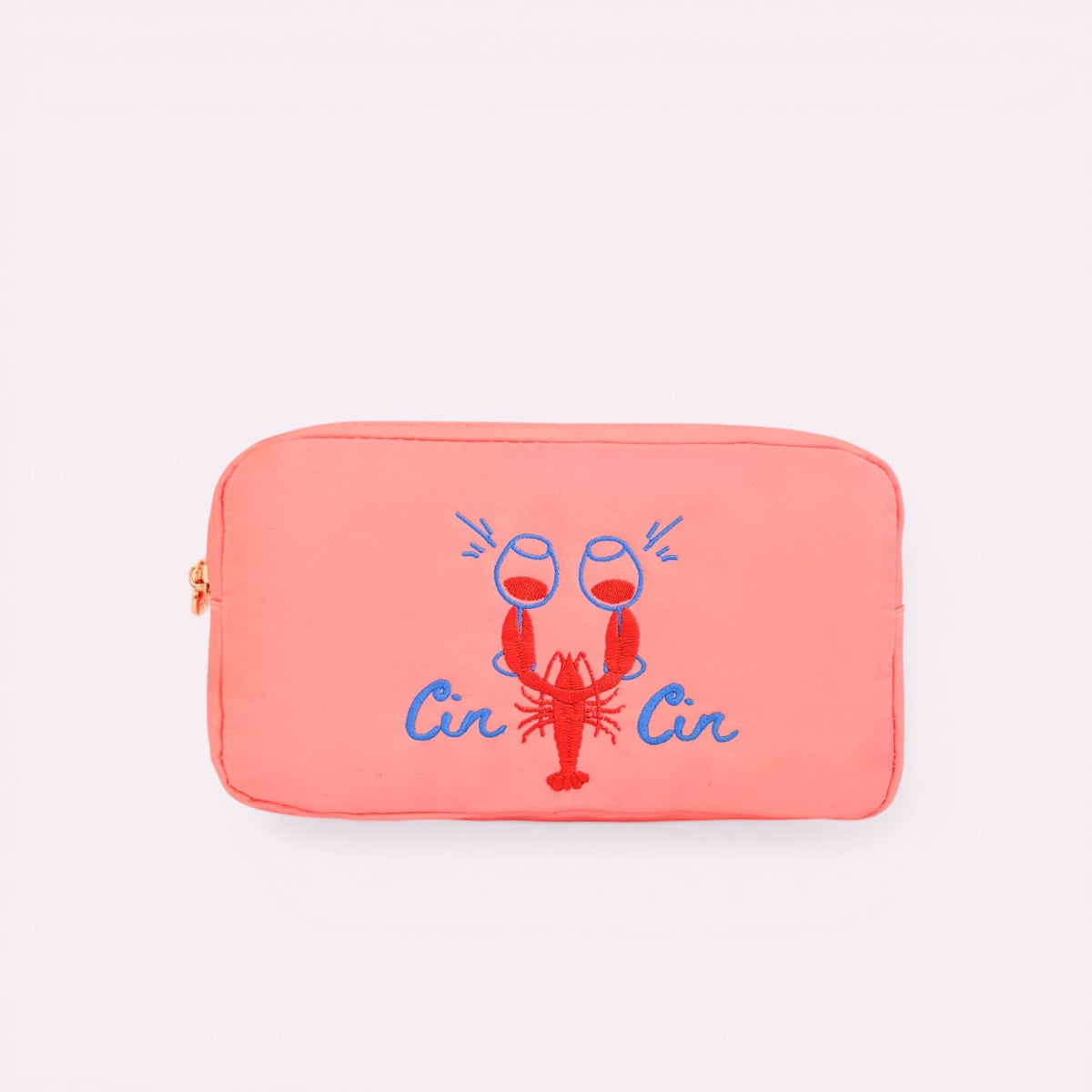 Handbestickte Pouch Cin Cin Peach