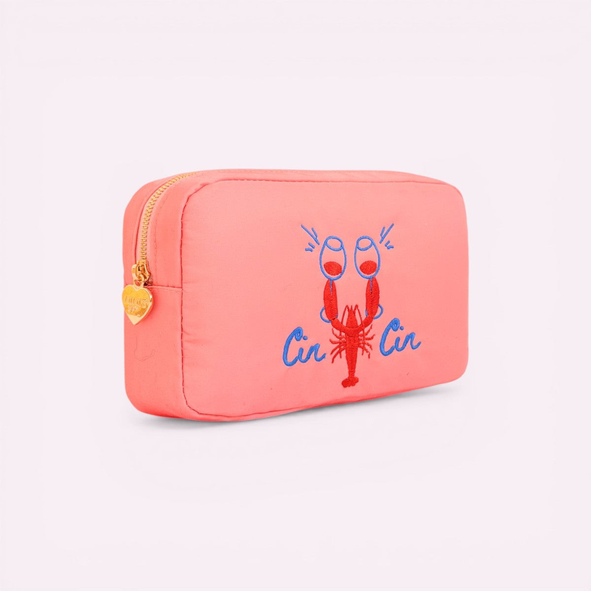 Handbestickte Pouch Cin Cin Peach