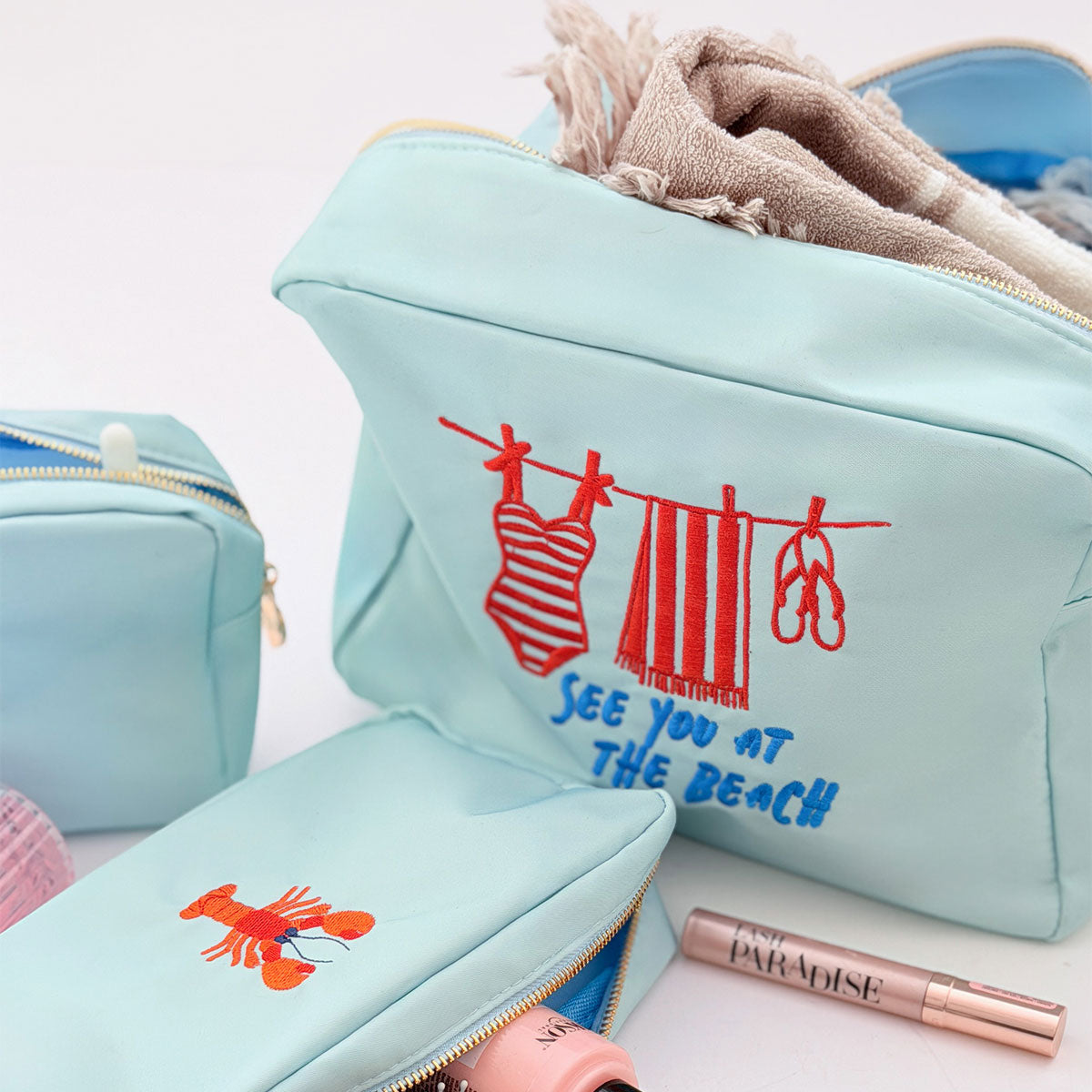 Handbestickte Nylon Tasche See You Peach