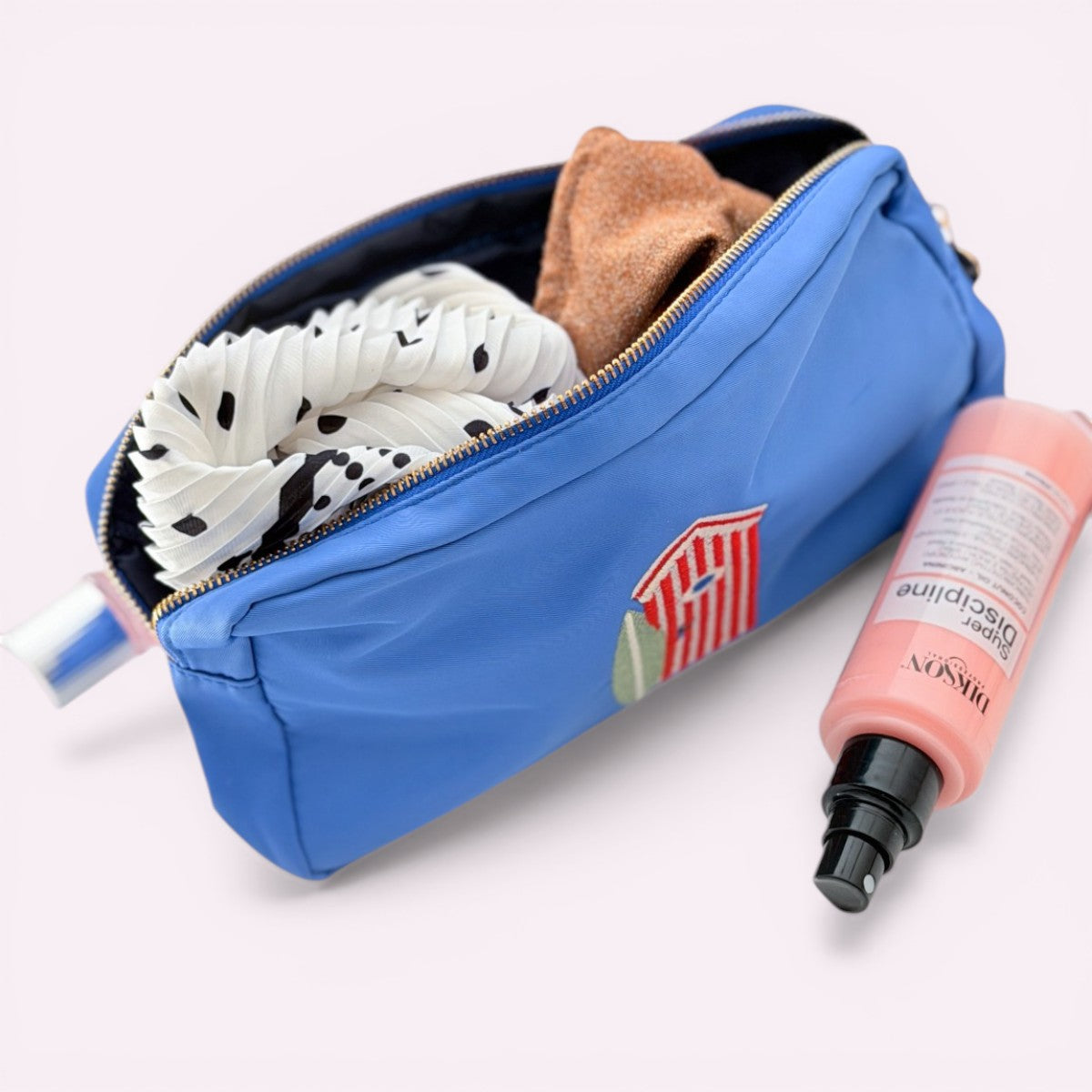 Handbestickte Pouch Beach Hut Ibiza Blau