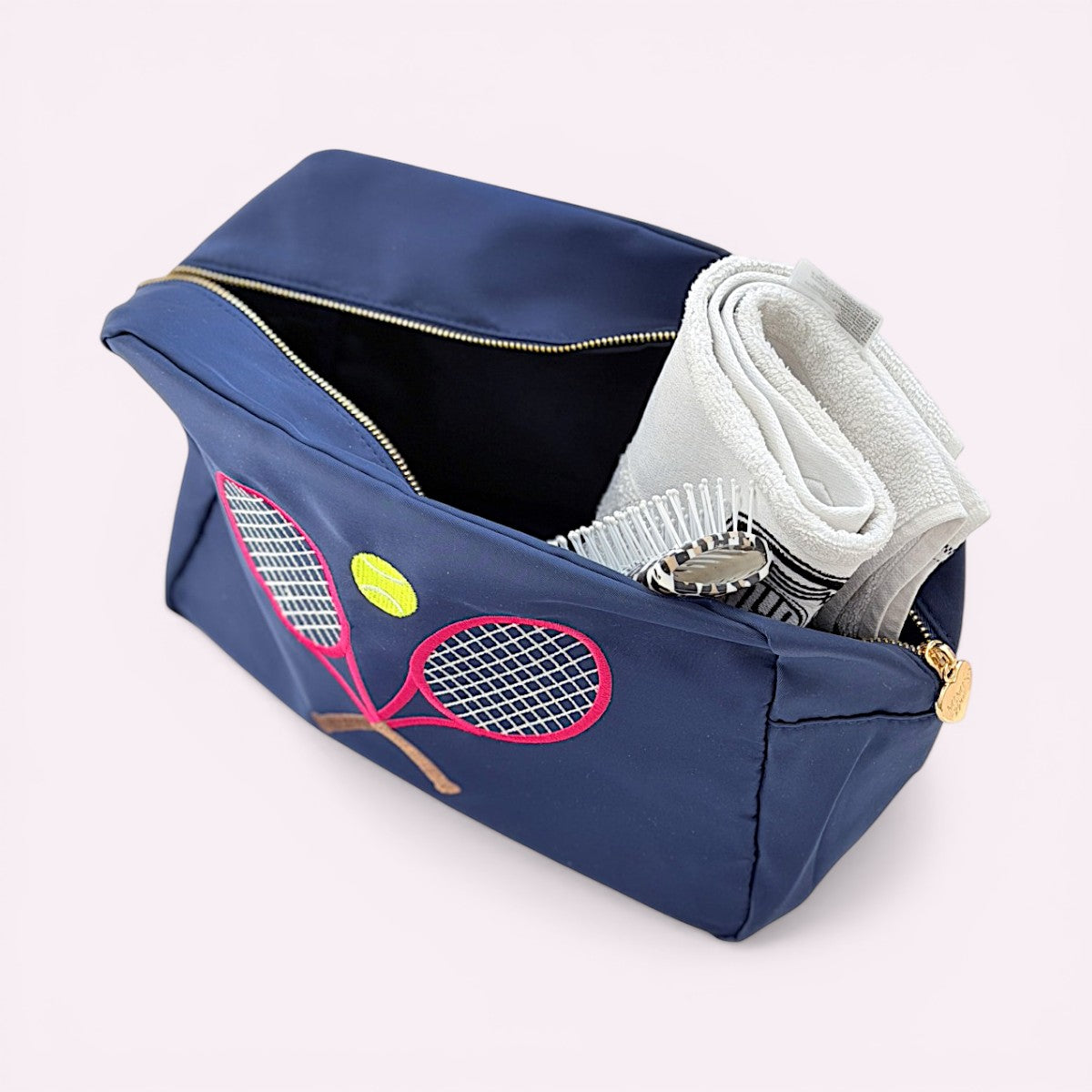 Handbestickte Nylon Tasche Tennis Navy