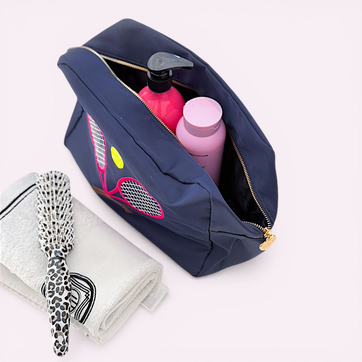 Handbestickte Nylon Tasche Tennis Navy