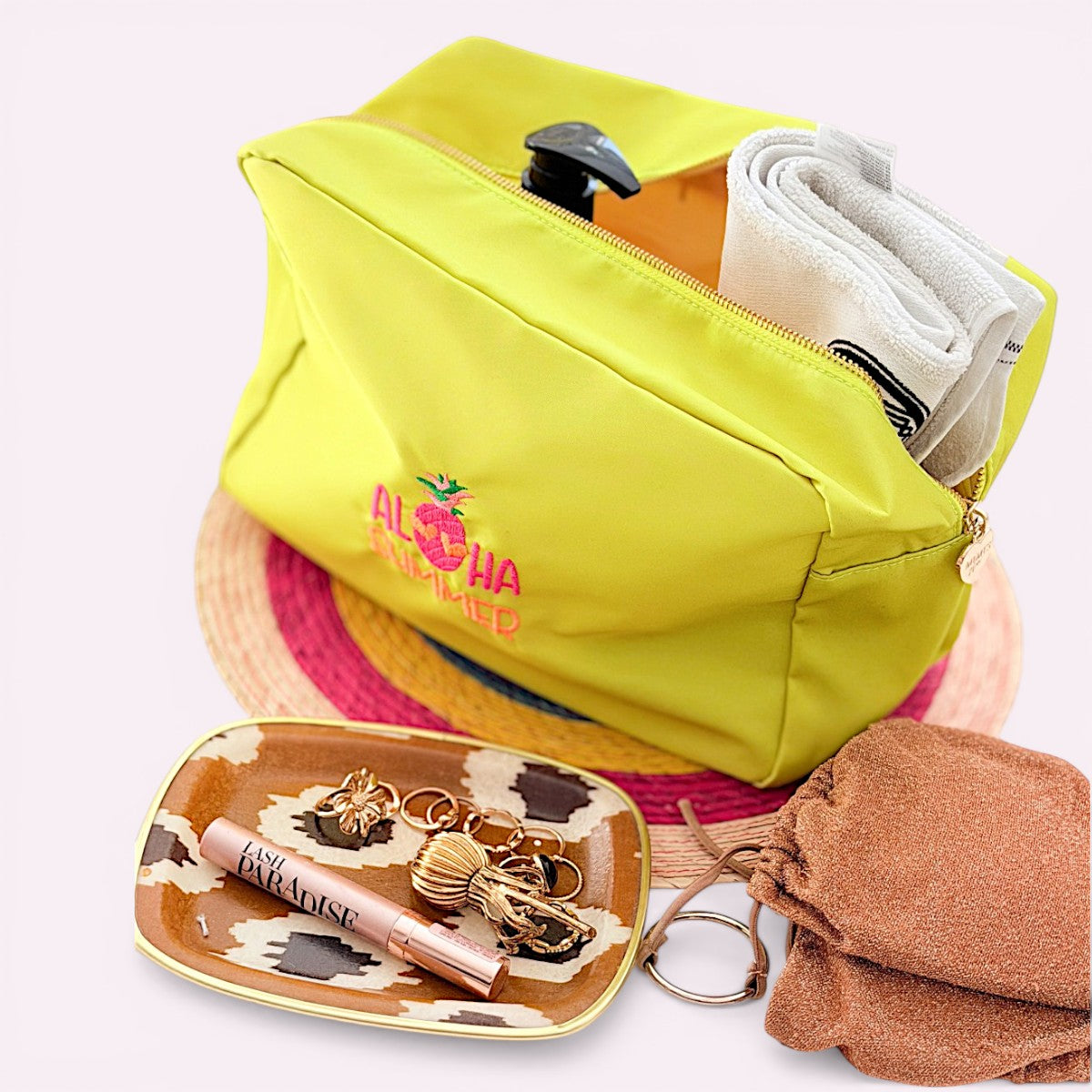 Handbestickte Nylon Tasche Aloha Lime