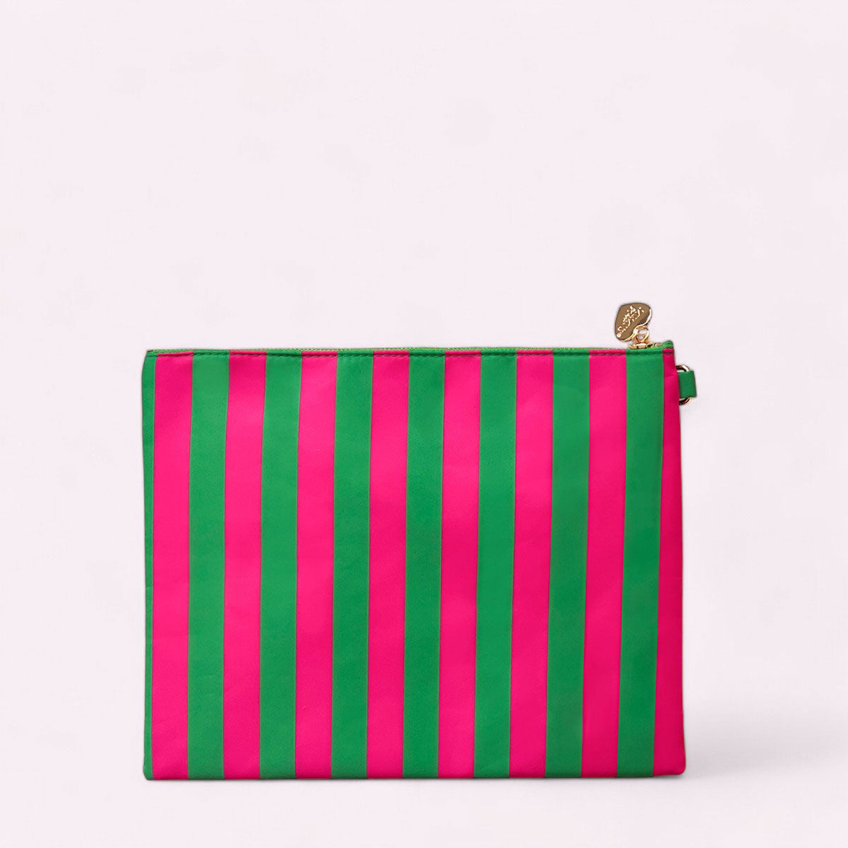 Riva Clutch Stripes Smaragd Neon Pink