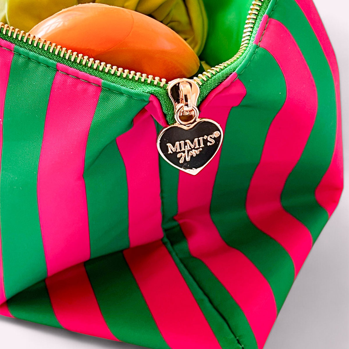 Riva Clutch Stripes Smaragd Neon Pink