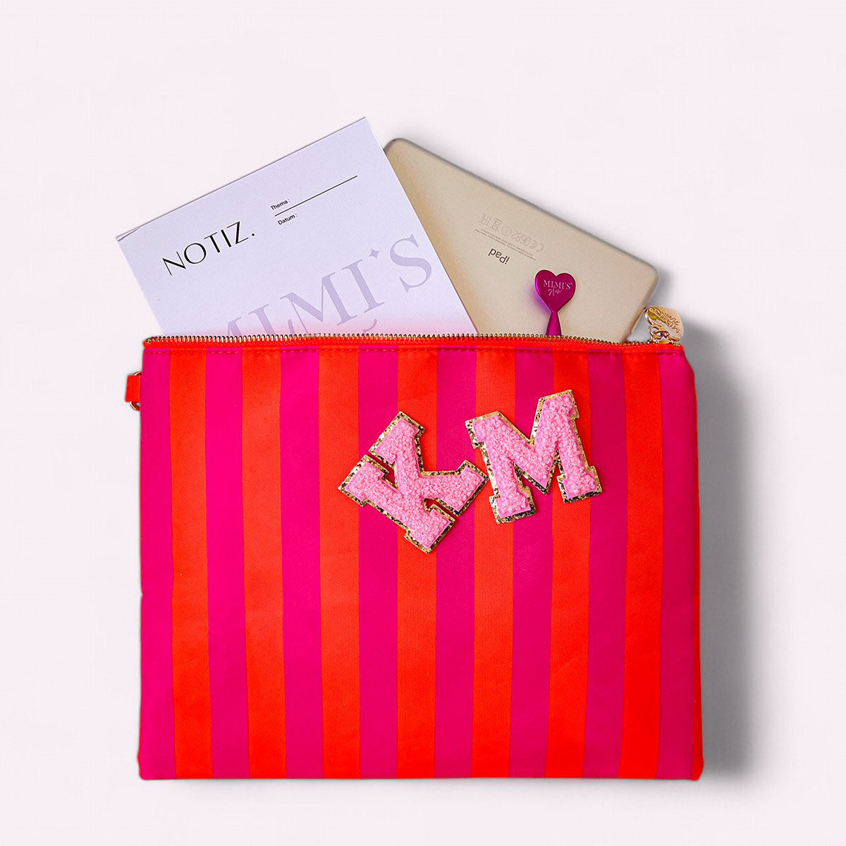 Riva Clutch Stripes Neon Pink Orange