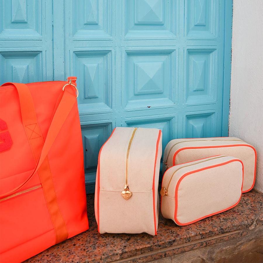 Belle Canvas Make-Up Tasche Neon Orange