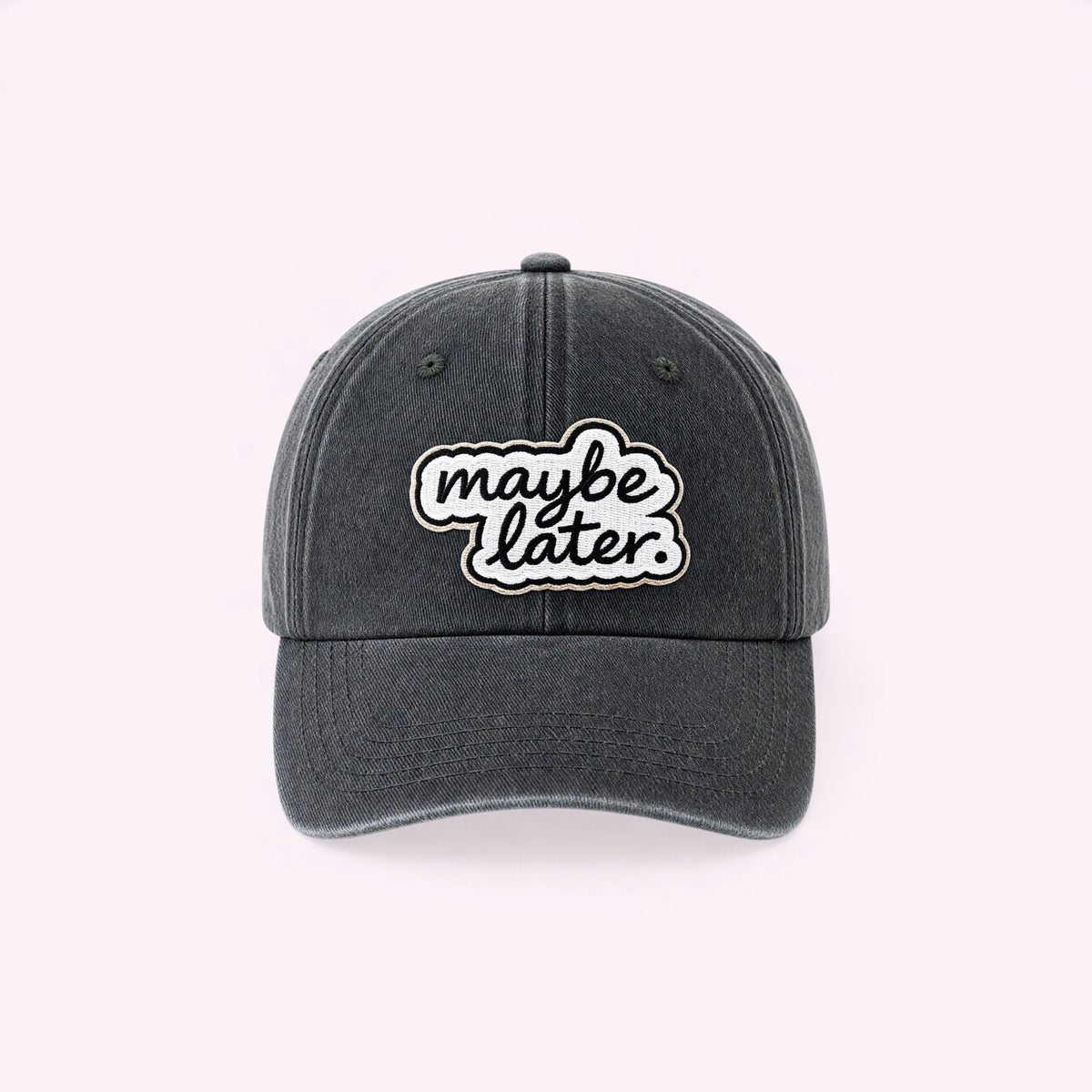 Maybe Later Appliqué Cap Vintage Black