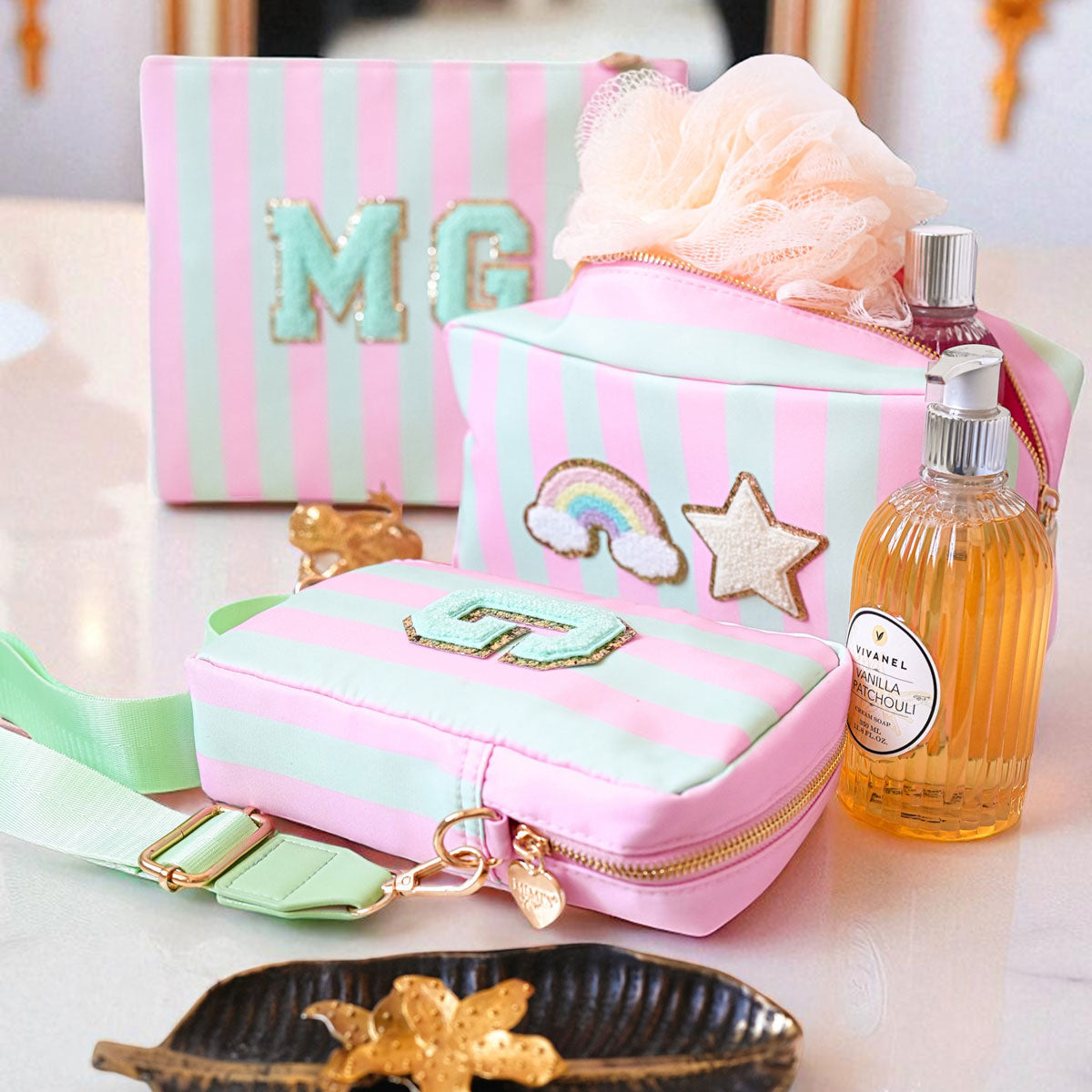 Glitzer Sticker Stern Creme