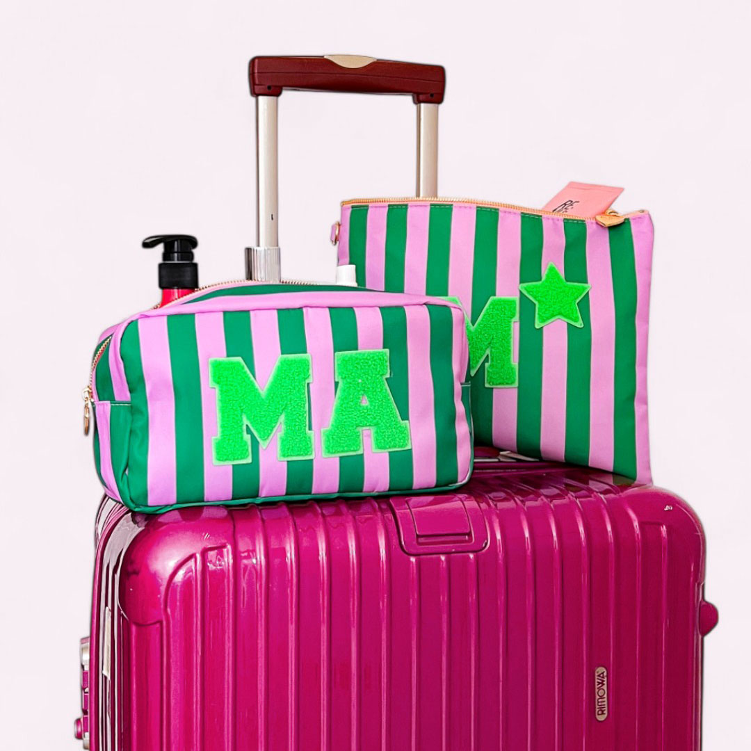 3er Taschen Set Stripes Violet Smaragd