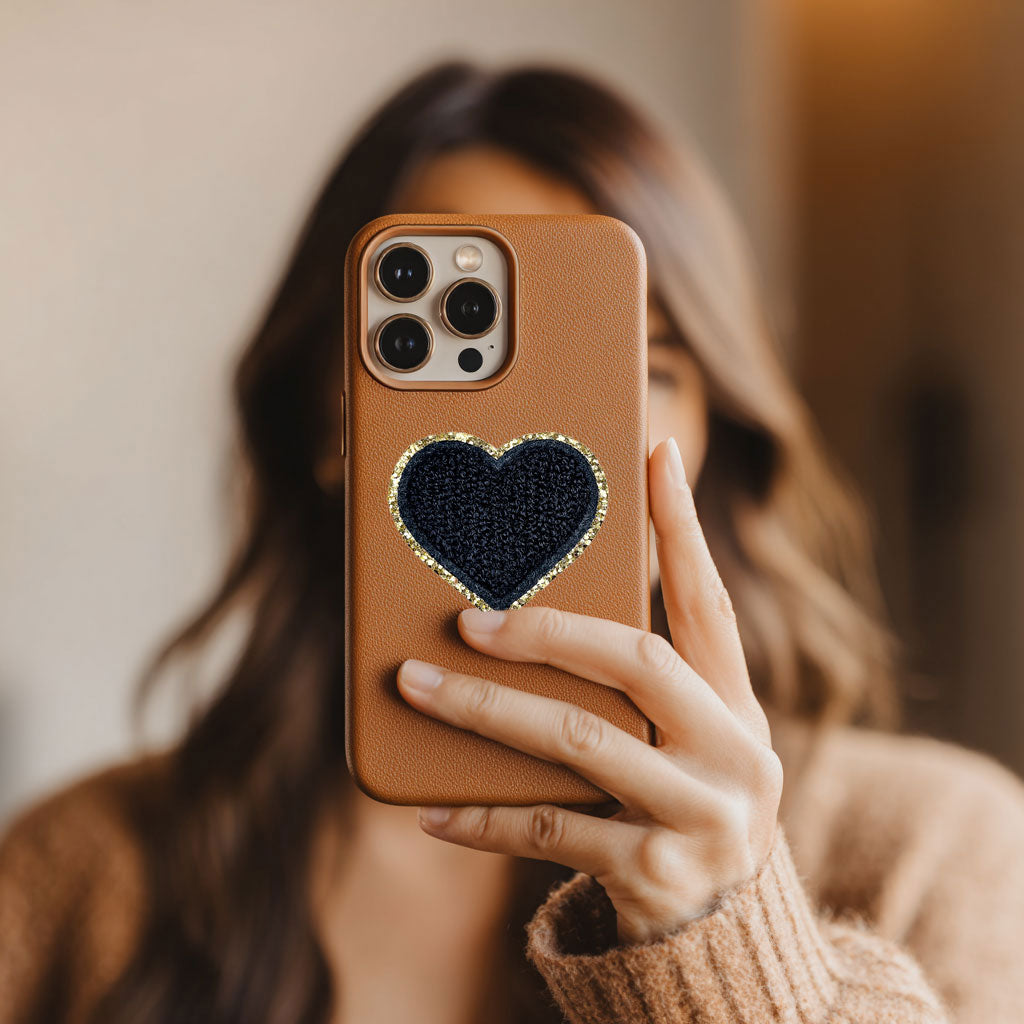 Glitzer Sticker Herz Schwarz