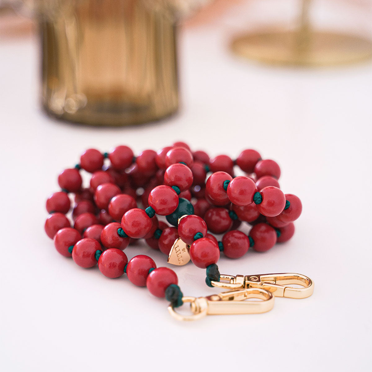 Handykette Holzperlen Dark Cherry