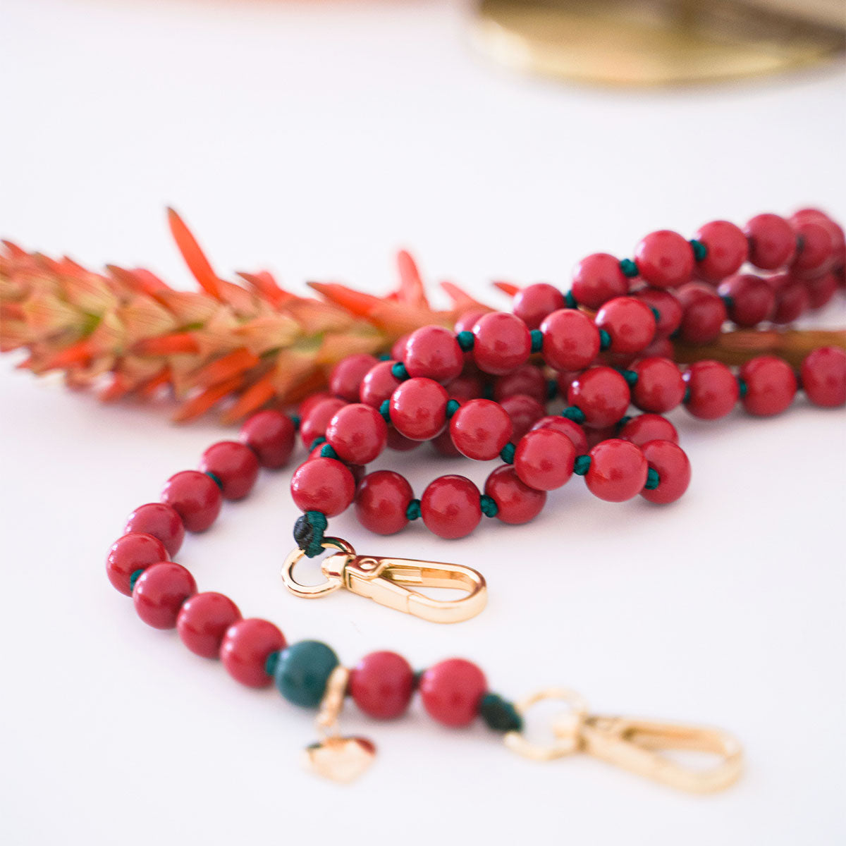 Handykette Holzperlen Dark Cherry