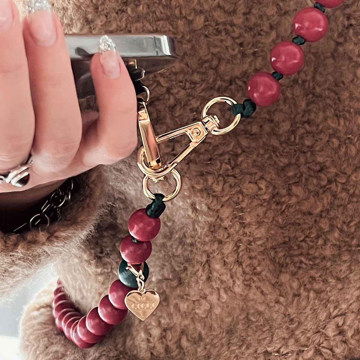 Handykette Holzperlen Dark Cherry