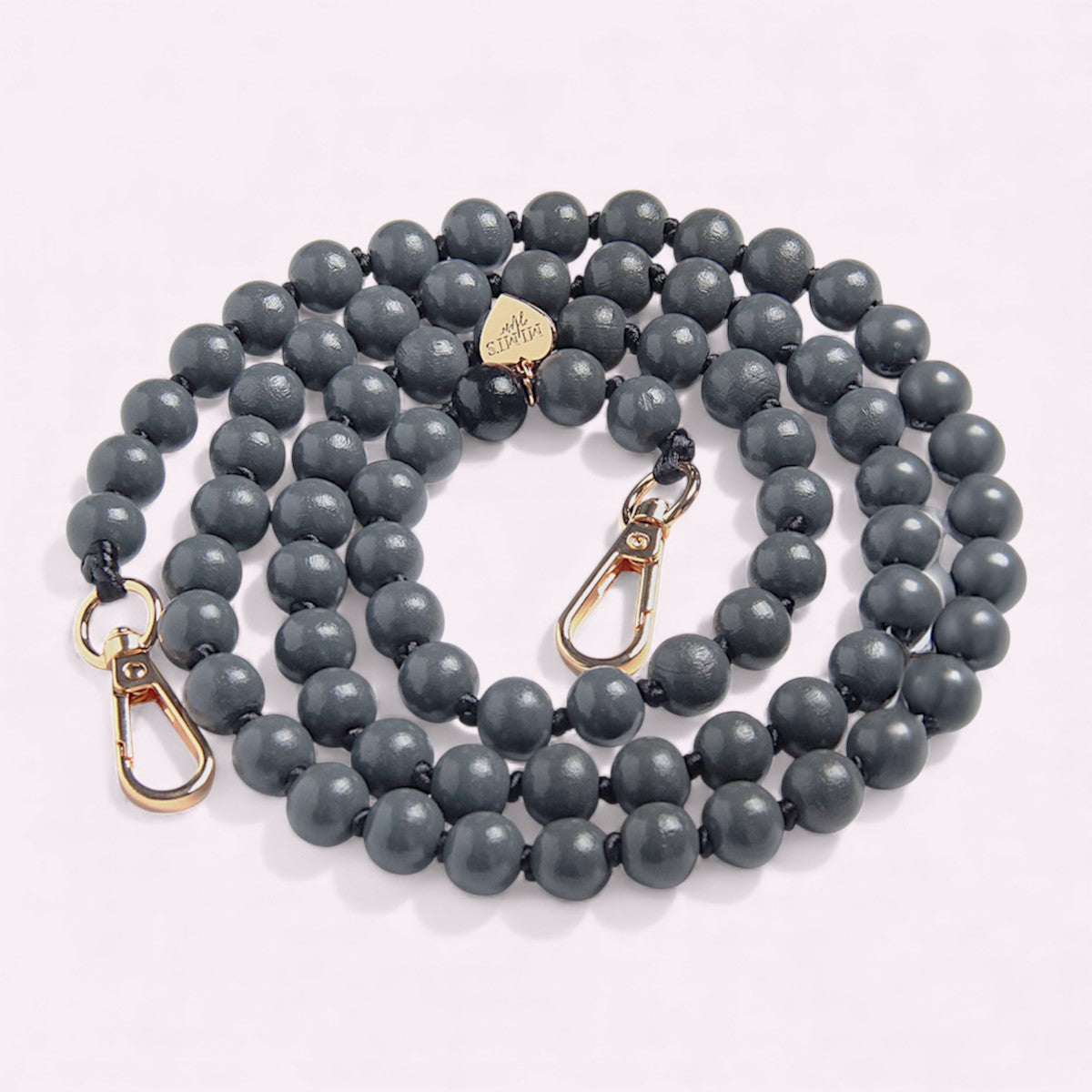 Handykette Holzperlen Lava Grau