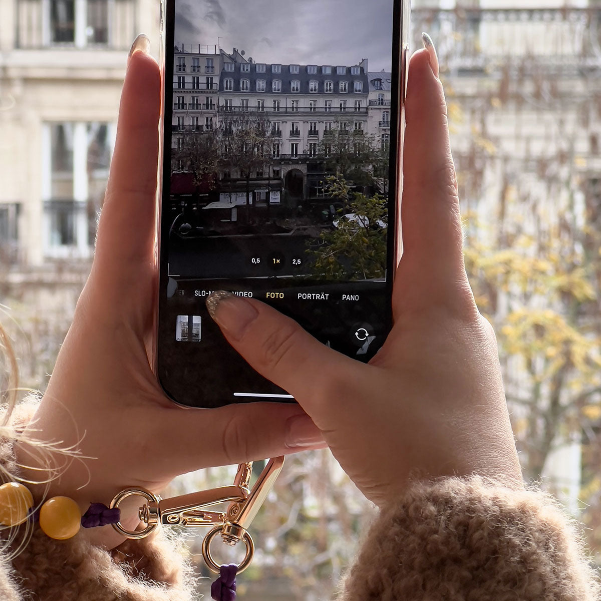 Handykette Holzperlen Mais