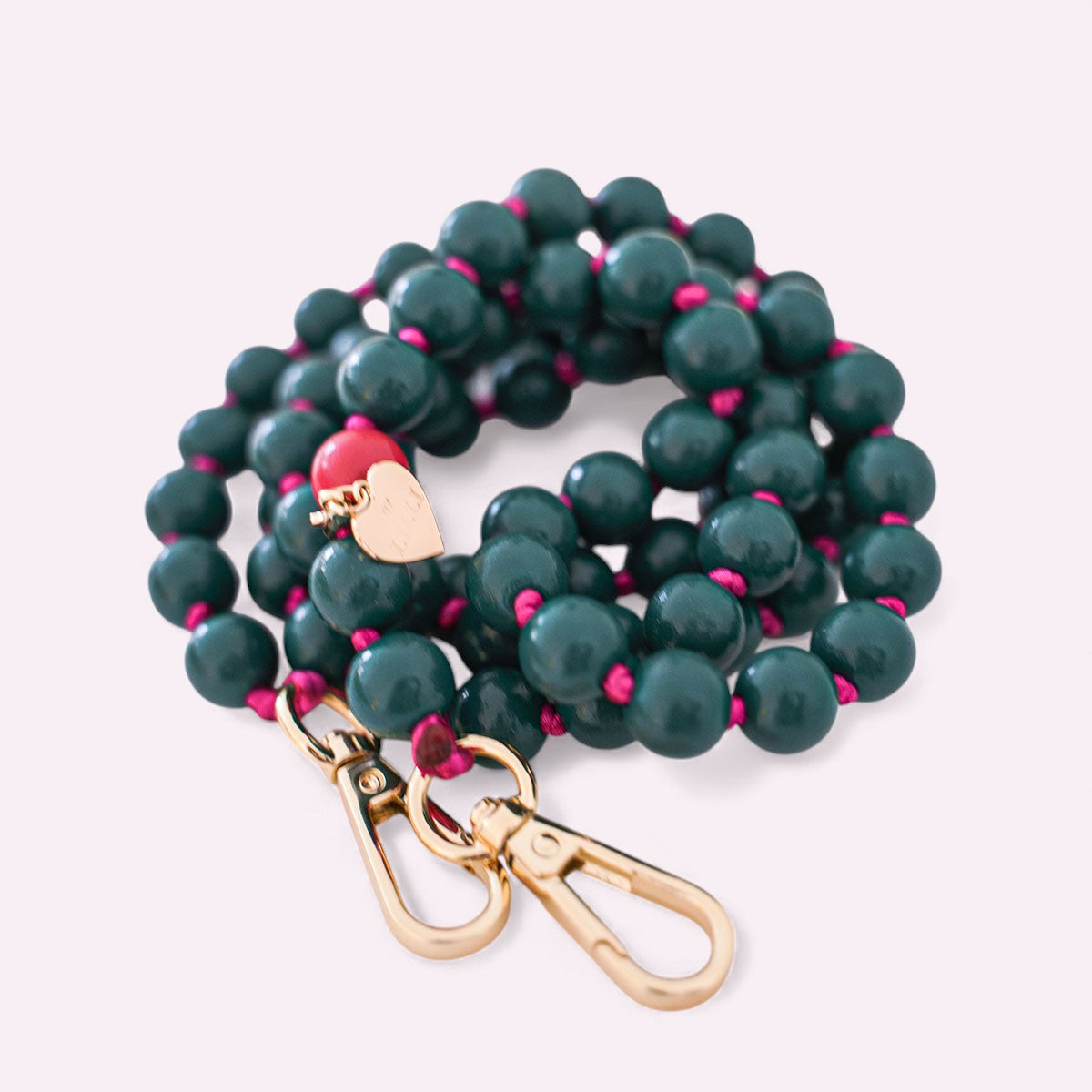 Handykette Holzperlen Samtgrün