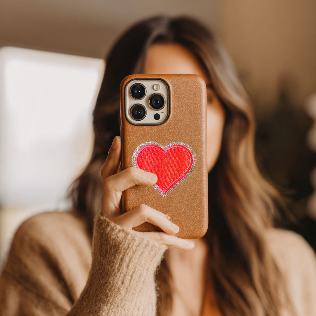 Glitzer Sticker Mimi's Herz Neon Orange