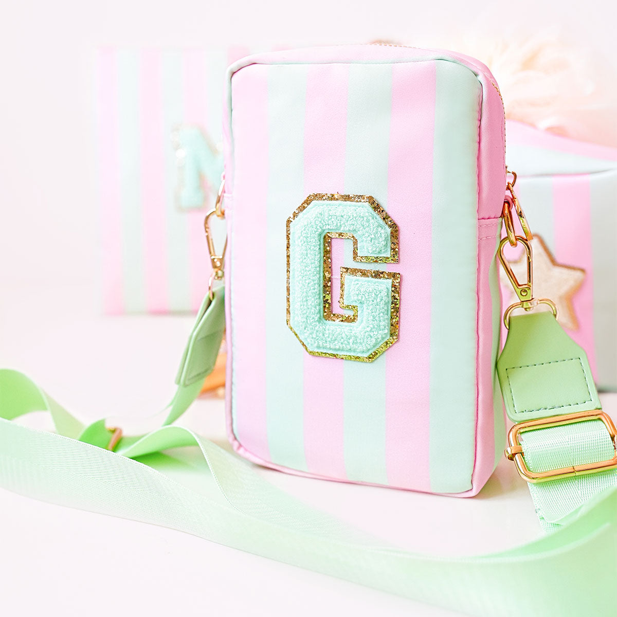 Ruby Handytasche Stripes Princess Pink Magic Mint