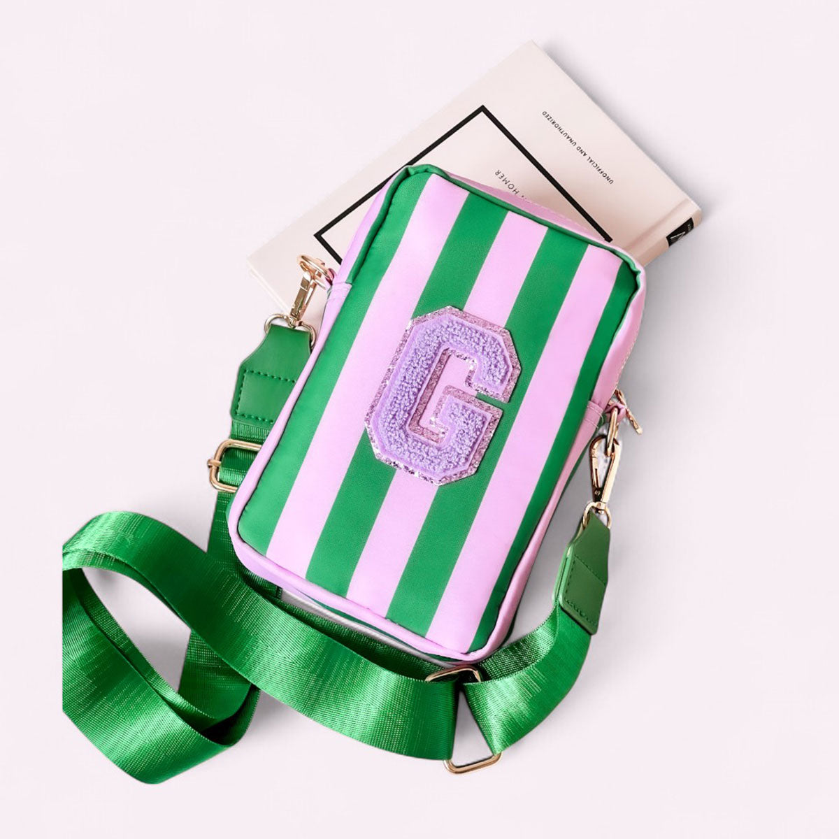 Ruby Handytasche Stripes Violet Smaragd