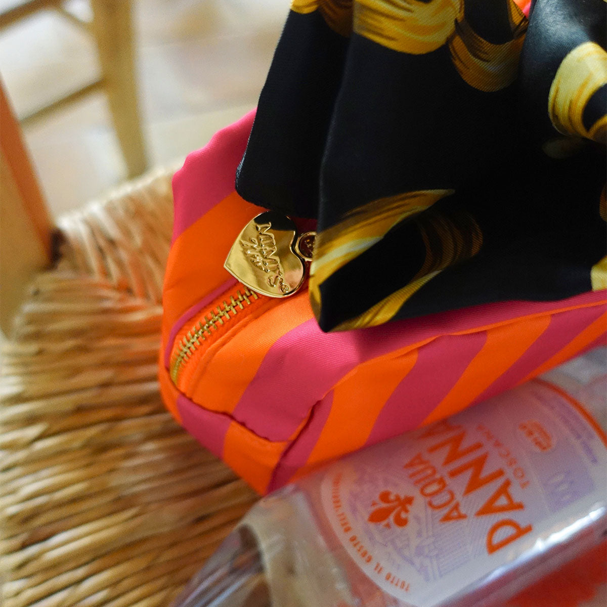 Romy Kosmetiktasche Stripes Neon Pink Orange