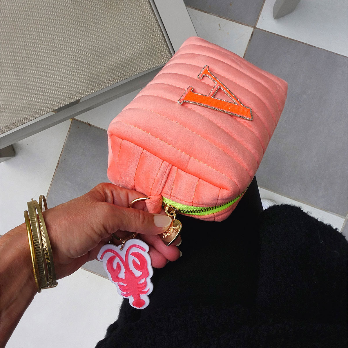 Lola Samt Tasche Peach Sorbet